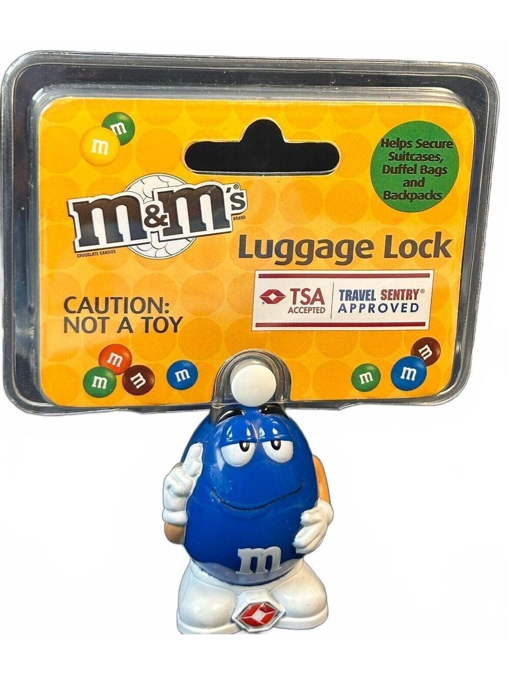 M&M's Blue character TSA luggage lock NIP